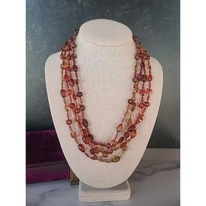 Vintage Plastic Amber Colored Beaded Necklace